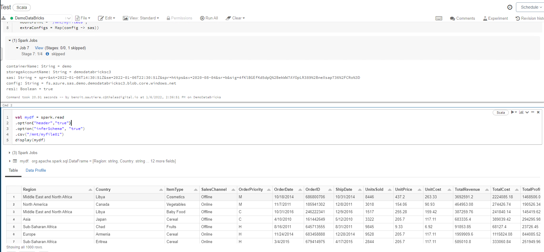 Storage Account content accessed from Azure DataBricks