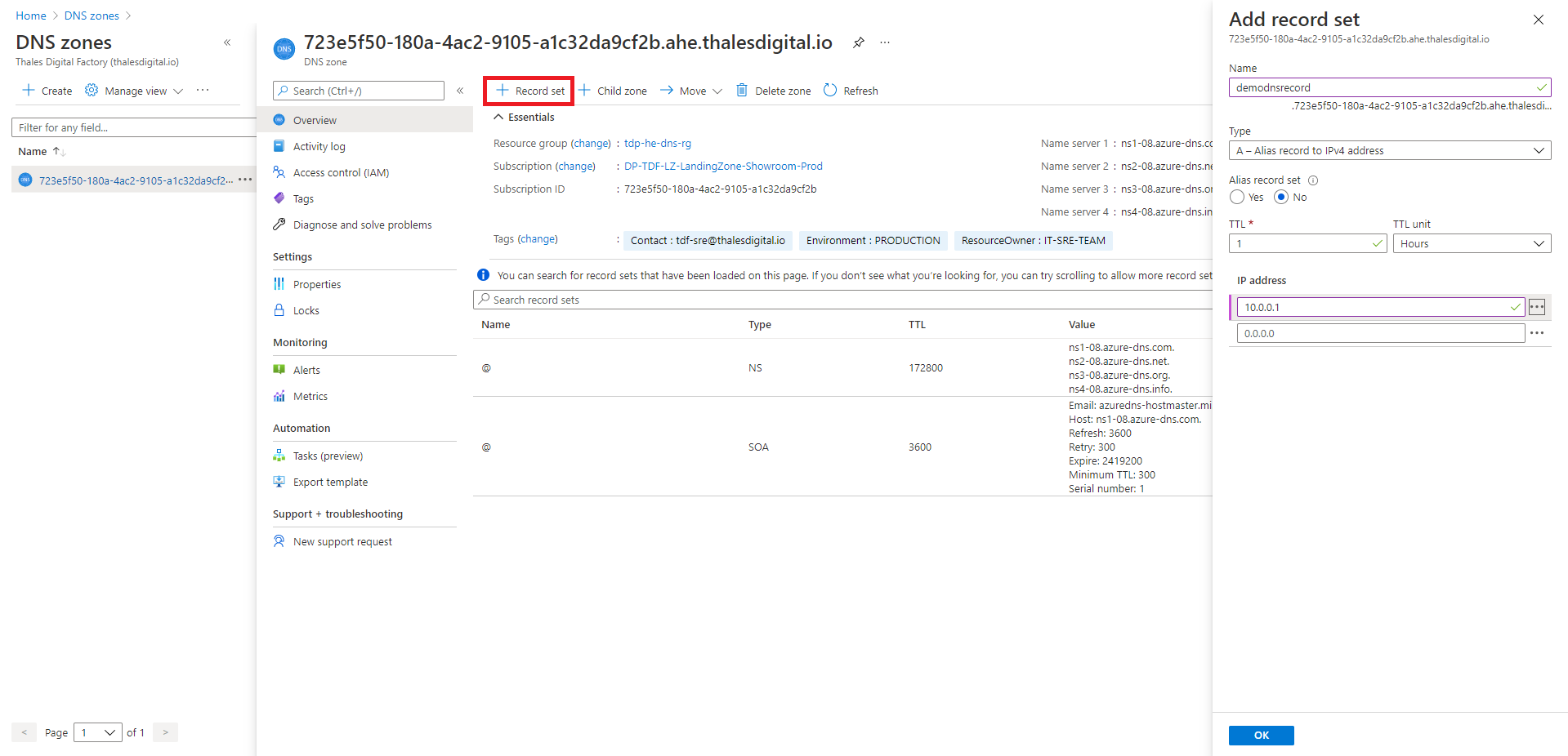 Public DNS zone