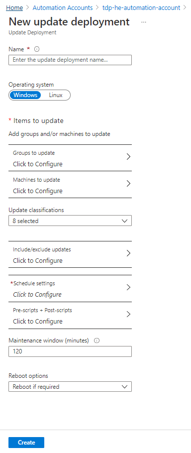 Update Management schedule