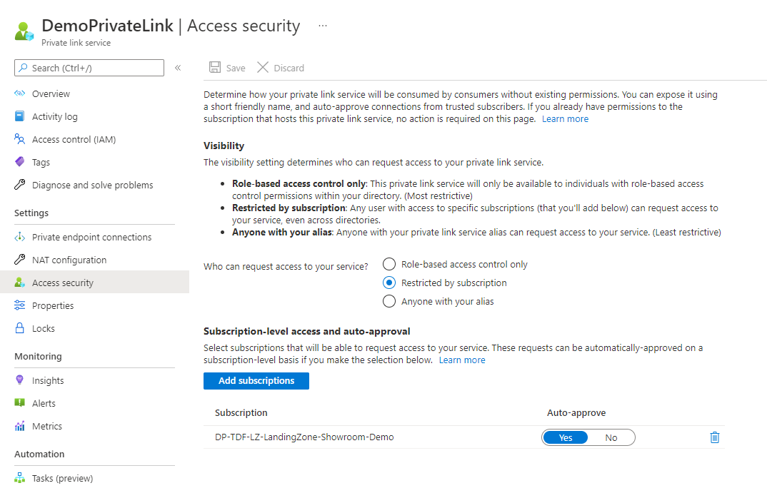 Private Link access Security